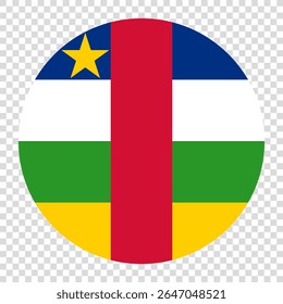 Bandeira da República Centro-Africana. República Centro-Africana círculo bandeira ícone do logotipo computador vetor ilustração design. Fundo de tabuleiro de xadrez transparente.