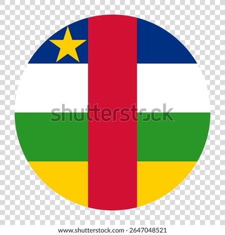 Flag of Central African Republic. Central African Republic circle flag logo icon computer vector illustration design. Transparent checkerboard background.