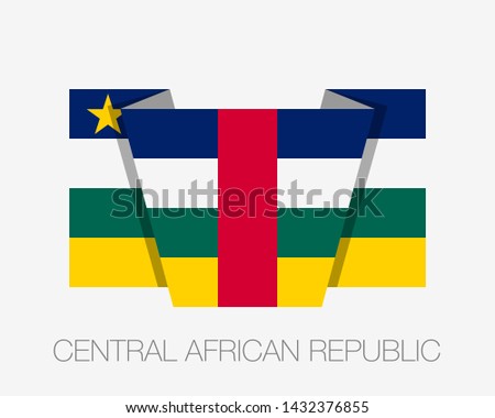 Flag of Central African Republic. Flat Icon Waving Flag with Country Name on White Background