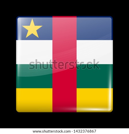 Flag of Central African Republic. Glossy Icon Square Shape. Vector Button