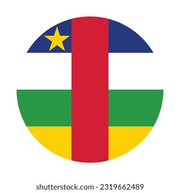 The flag of the Central African Republic. Flag icon. Standard color. A circular flag. Computer illustration. Digital illustration. Vector illustration.