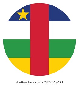 The flag of the Central African Republic. Flag icon. Standard color. A circular flag. Computer illustration. Digital illustration. Vector illustration.