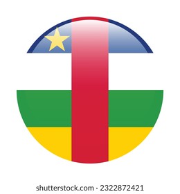 The flag of the Central African Republic. Flag icon. Standard color. Circle icon flag. 3d illustration. Computer illustration. Digital illustration. Vector illustration.