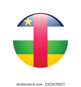 La bandera de la República Centroafricana. Icono de marca. Color estándar. Indicador de icono de círculo. 3 quinquies ilustración. Ilustración del equipo. Ilustración digital. Ilustración vectorial.