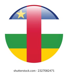 La bandera de la República Centroafricana. Icono de marca. Color estándar. Indicador de icono de círculo. 3 quinquies ilustración. Ilustración del equipo. Ilustración digital. Ilustración vectorial.