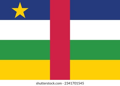 The flag of the Central African Republic. Flag icon. Standard color. Standard size. A rectangular flag. Computer illustration. Digital illustration. Vector illustration.