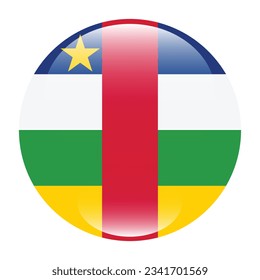 La bandera de la República Centroafricana. Icono de marca. Color estándar. Indicador de icono de círculo. 3 quinquies ilustración. Ilustración del equipo. Ilustración digital. Ilustración vectorial.