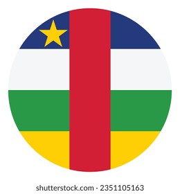 The flag of the Central African Republic. Flag icon. Standard color. Circle icon flag. Computer illustration. Digital illustration. Vector illustration.