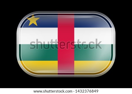 Flag of Central African Republic. Matted Vector Icon. Vector Rectangular Shape with Rounded Corners