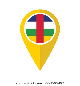 Flag of Central African Republic flag on map pinpoint icon isolated yellow color