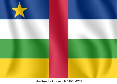 Flag of Central African Republic. Realistic waving flag of Central African Republic. Fabric textured flowing flag of Central African Republic.