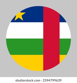 Flag of Central African Republic round shape, national symbol