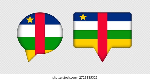 Flag of Central African Republic in speech bubble.