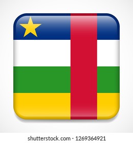 Flag of Central African Republic. Square glossy badge