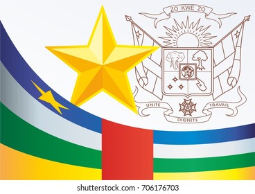 Flag of the Central African Republic, template for the award, an official document with the flag and the symbol of the Central African Republic