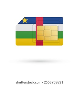 Flag of Central African Republic. Vector illustration of SIM Card with flag on white background