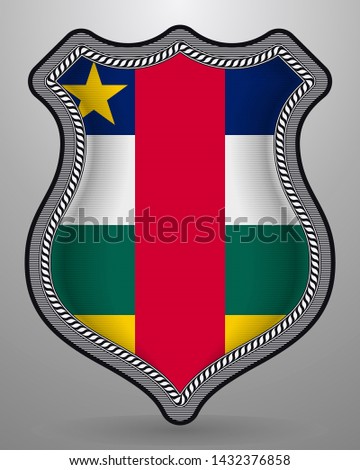 Flag of Central African Republic. Vector Badge and Icon. Horizontal Orientation Version