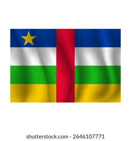Bandeira da República Centro-Africana ondulada flui ao vento, com dobras 3d