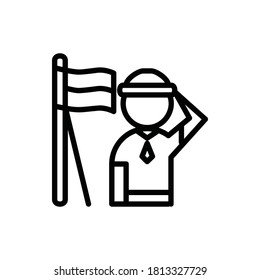 Ceremonia de Bandera, Vector de Ilustración del Logo De Scout Aislado. Volver a la escuela y el conjunto de iconos de la ciencia. Stroke editable y Pixel Perfect.