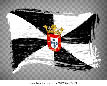 Flag of Ceuta is autonomous city of Spain brush strokes. Flag of Ceuta on transparent background for your web site design, app, UI. Distress style. EPS10.
