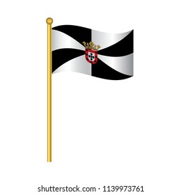 Flag of Ceuta ,Ceuta flag official colors and proportion correctly, Ceuta flag waving isolated Vector illustration eps10.