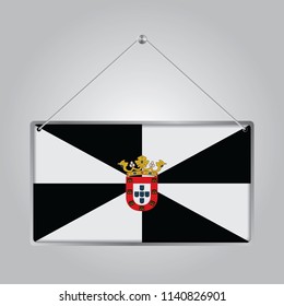 Flag of Ceuta. The symbol of the state in the pennant hanging on the rope, rectangle hanging. Vector Illustration EPS10.