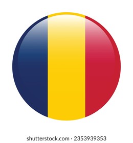 The flag of Chad. Button flag icon. Standard color. Circle icon flag. 3d illustration. Computer illustration. Digital illustration. Vector illustration.