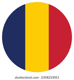 The flag of Chad. Button flag icon. Standard color. Circle icon flag. Computer illustration. Digital illustration. Vector illustration.