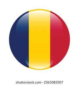The flag of Chad. Button flag icon. Standard color. Circle icon flag. 3d illustration. Computer illustration. Digital illustration. Vector illustration.