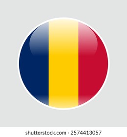 The flag of chad. Circle icon flag. Button flag icon. glossy circle badge. 3d illustration. 