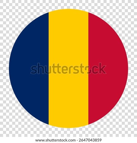 Flag of Chad. Chad circle flag logo icon computer vector illustration design. Transparent checkerboard background.