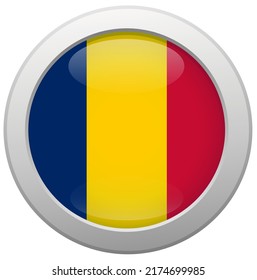 Flag of Chad in a circle, national colors, vector illustration