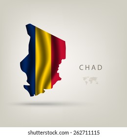 Flag of CHAD as a country with shadow