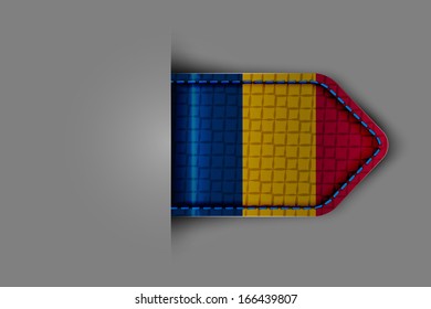 Flag of Chad in the form of a glossy textured label or bookmark. Vector illustration.