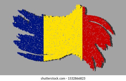Flag of Chad grunge, flag of Chad with shadow on isolated background, vector illustration