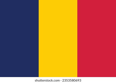The flag of Chad. Flag icon. Standard color. Standard size. A rectangular flag. Computer illustration. Digital illustration. Vector illustration.