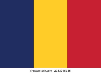 The flag of Chad. Flag icon. Standard color. Standard size. A rectangular flag. Computer illustration. Digital illustration. Vector illustration.