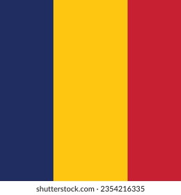 The flag of Chad. Flag icon. Standard color. A square flag. Computer illustration. Digital illustration. Vector illustration.