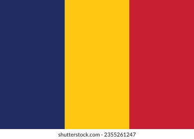 The flag of Chad. Flag icon. Standard color. Standard size. A rectangular flag. Computer illustration. Digital illustration. Vector illustration.