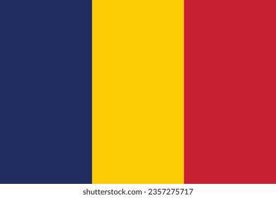 The flag of Chad. Flag icon. Standard color. Standard size. A rectangular flag. Computer illustration. Digital illustration. Vector illustration.