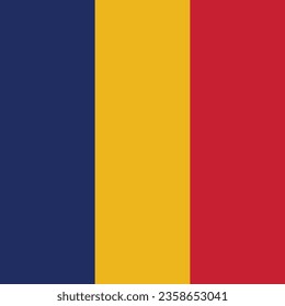 La bandera de Chad. Icono de marca. Color estándar. Una bandera cuadrada. Ilustración del equipo. Ilustración digital. Ilustración vectorial.