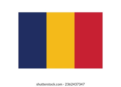 The flag of Chad. Flag icon. Standard color. Standard size. A rectangular flag. Computer illustration. Digital illustration. Vector illustration.