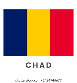 Flag of Chad isolated on white background.