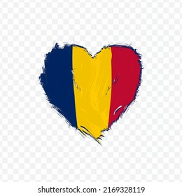 Bandera de Chad en pincel de textura de amor con fondo transparente, ilustración vectorial en archivo eps