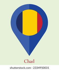Flag of Chad, Flag of Chad Map pointer icon. Vector illustration flag pointer.