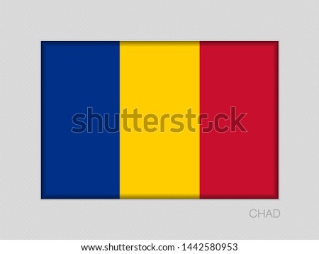 Flag of Chad. National Ensign Aspect Ratio 2 to 3 on Gray Cardboard. Vector
