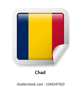 Flag of Chad. Round glossy sticker