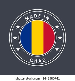 Flag of Chad. Round Label with Country Name for Unique National Goods. Vector