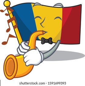 Flag chad Scroll cartoon character design performance with trumpet