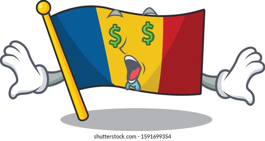 Flag chad Scroll with Money eye cartoon character style